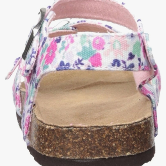 Joules Floral Print Sandals Little Girls Size US 3 UK 2 Ankle Strap Cork Footbed - Picture 4 of 14